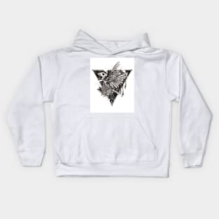 Flight, pen and ink tattoo inspired Kids Hoodie